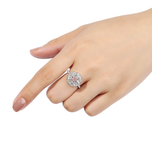 Light Pink And White Diamond Ring, 0.51 Ct. (3.04 Ct. TW), Cushion Shape, 1369336365