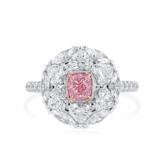 Light Pink And White Diamond Ring, 0.51 Ct. (3.04 Ct. TW), Cushion Shape, 1369336365