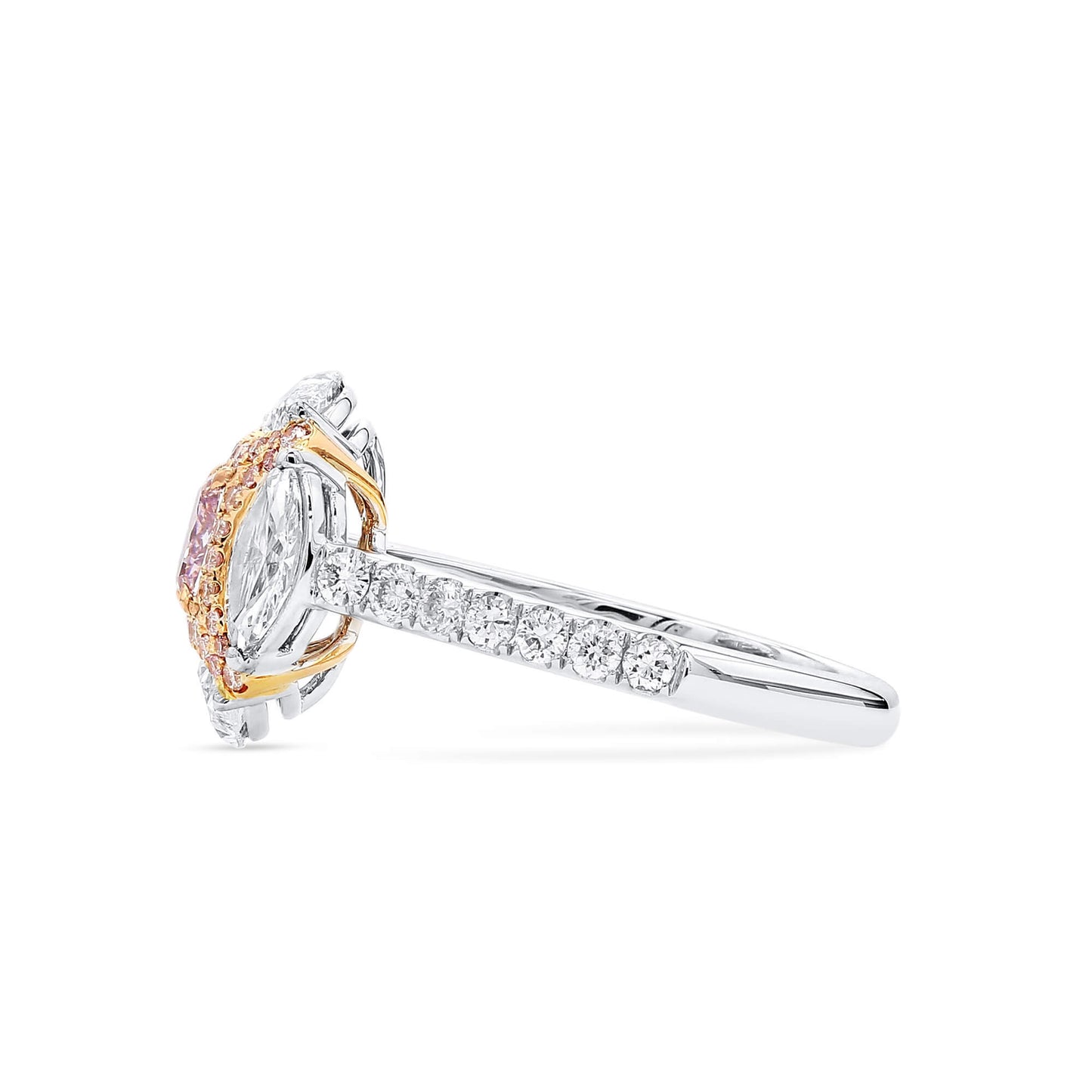 Light Pink and White Diamond Ring, 0.70 Ct. (2.38 Ct. TW), Cushion shape, 2396528726