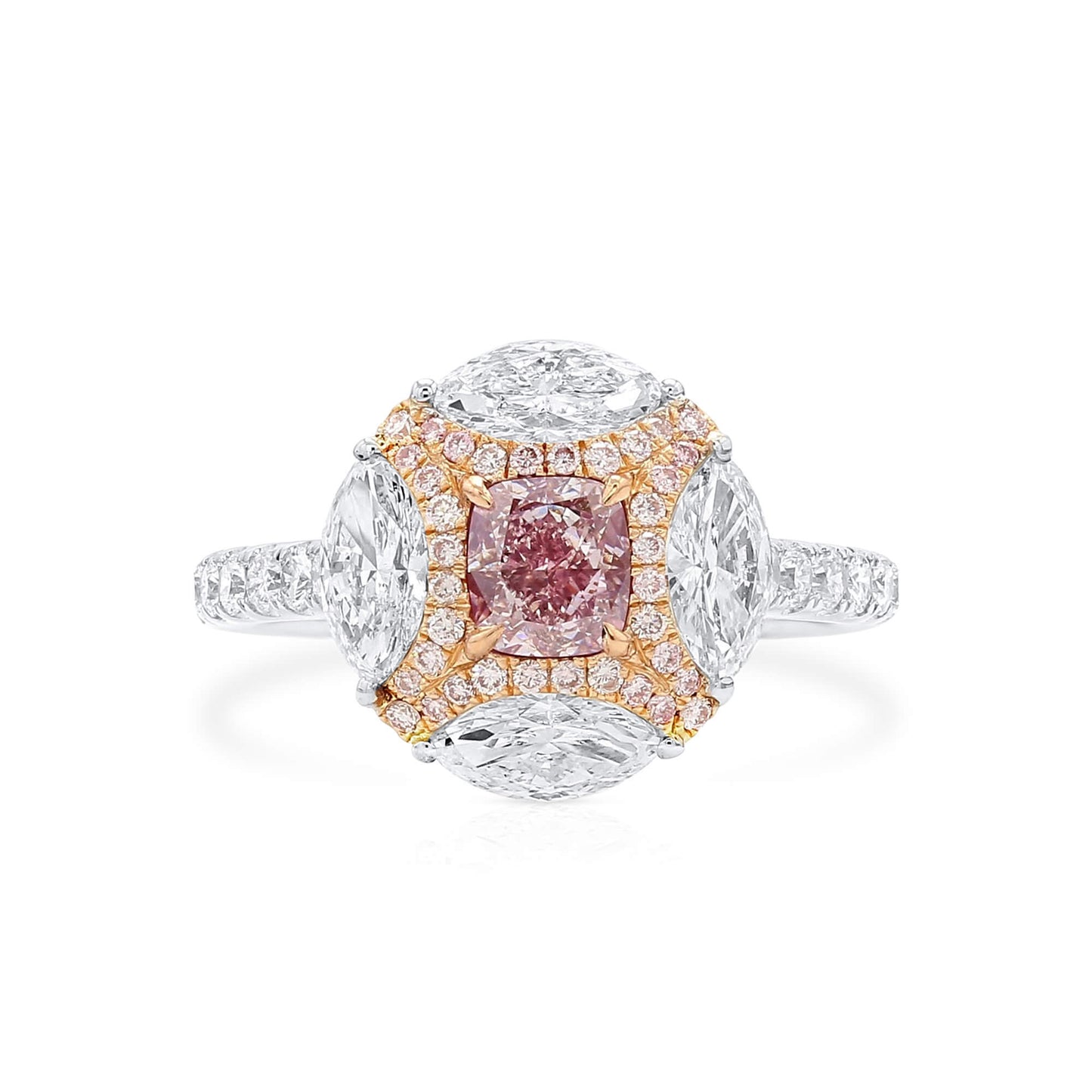 Light Pink and White Diamond Ring, 0.70 Ct. (2.38 Ct. TW), Cushion shape, 2396528726