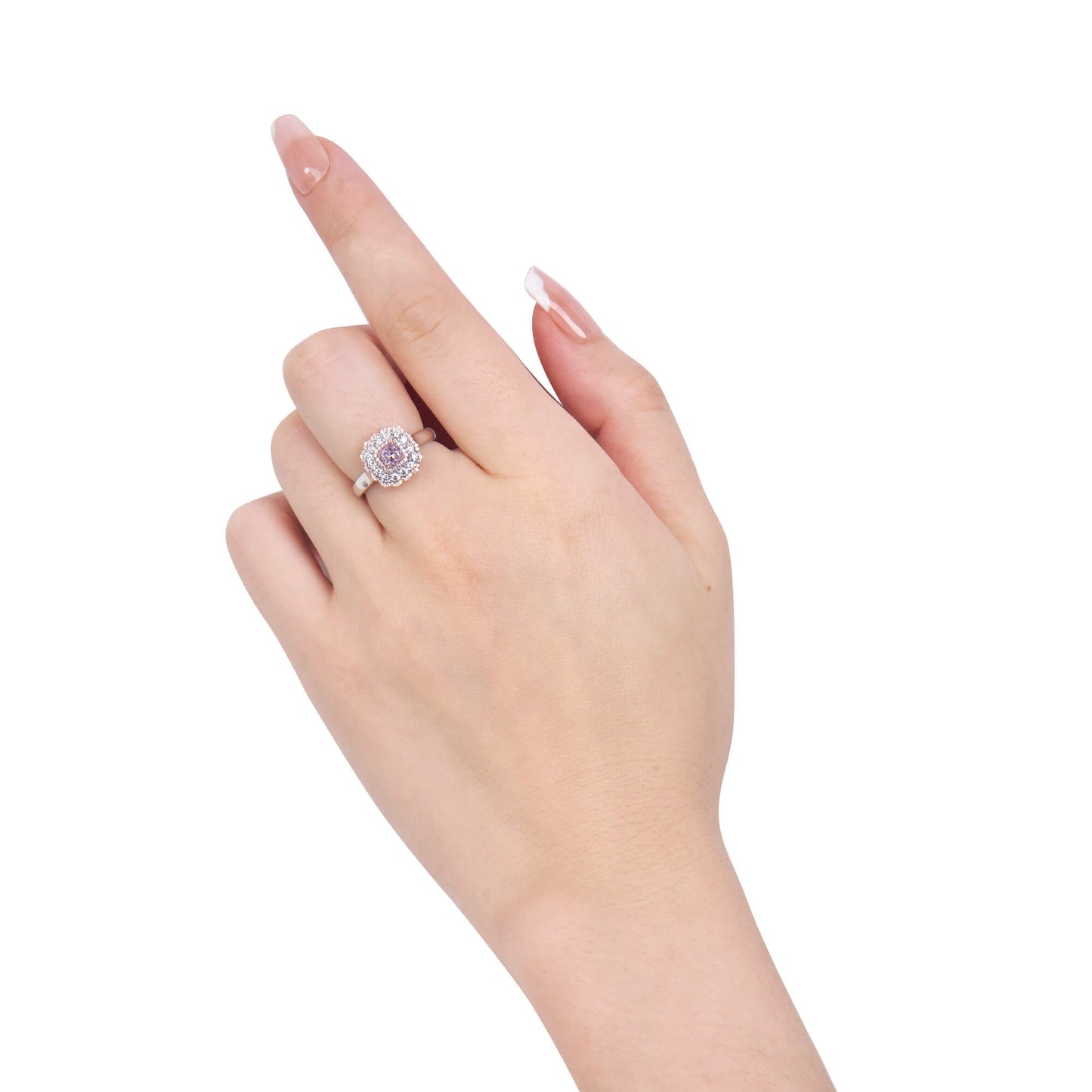 Light Pink Diamond Ring, 0.97 Ct. TW, Cushion shape, GIA Certified