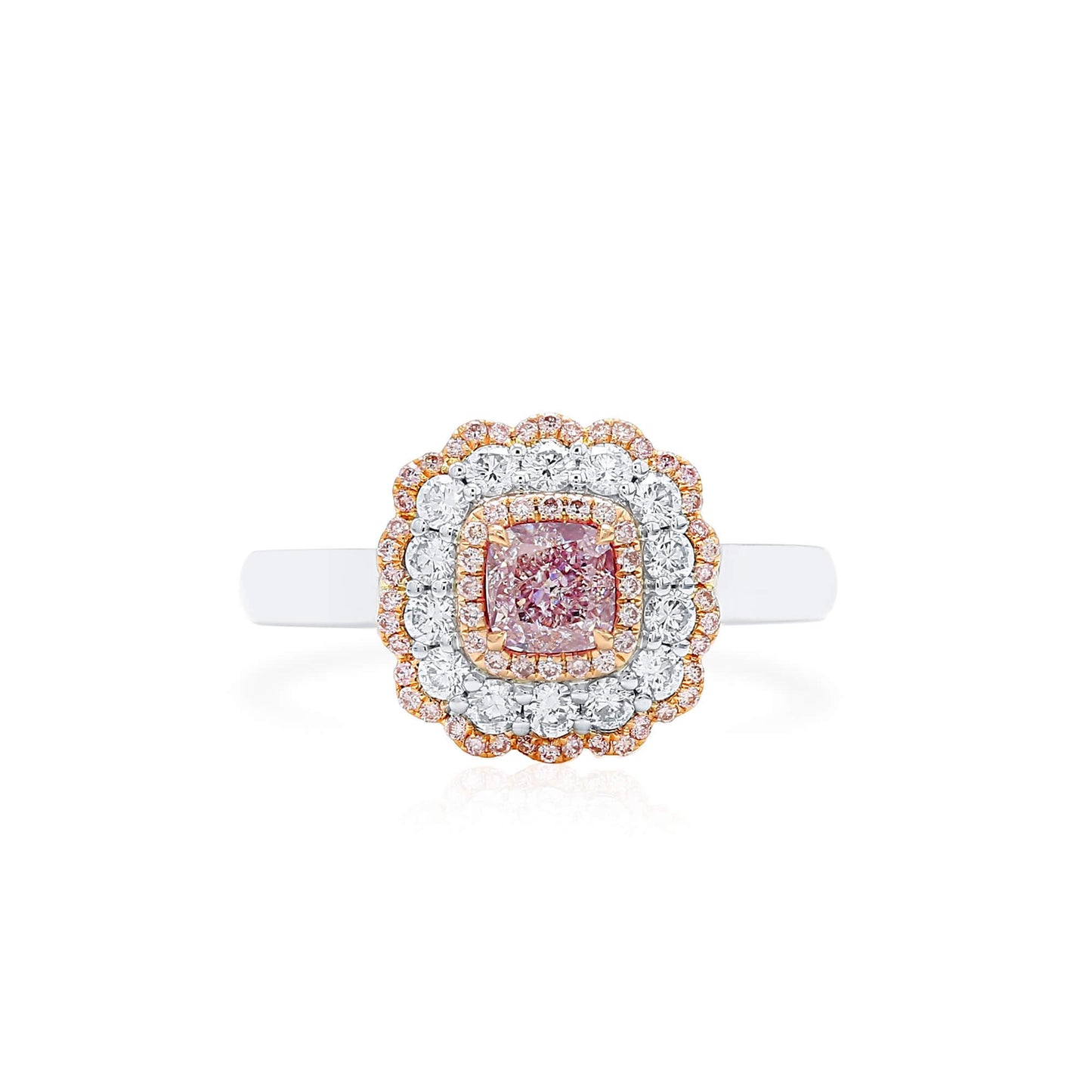 Light Pink Diamond Ring, 0.97 Ct. TW, Cushion shape, GIA Certified
