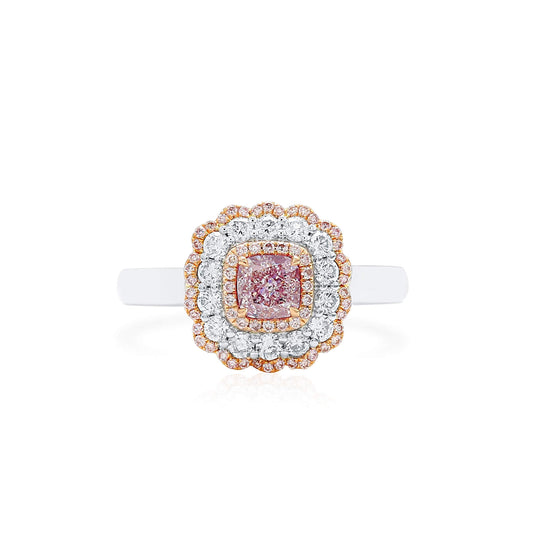 Light Pink Diamond Ring, 0.97 Ct. TW, Cushion shape, GIA Certified