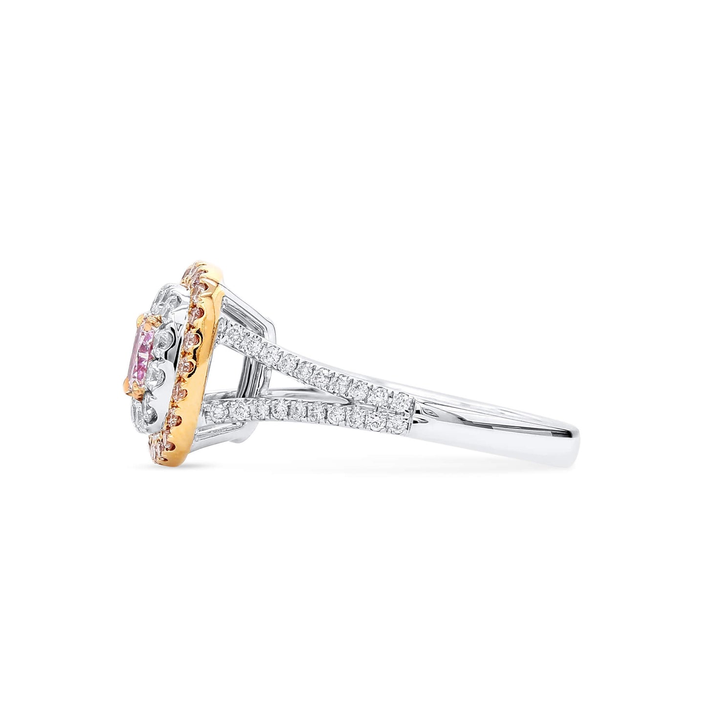 Light Pink Diamond Ring, 1.07 Ct. TW, Cushion shape, GIA Certified