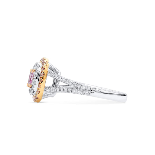 Light Pink Diamond Ring, 1.07 Ct. TW, Cushion shape, GIA Certified