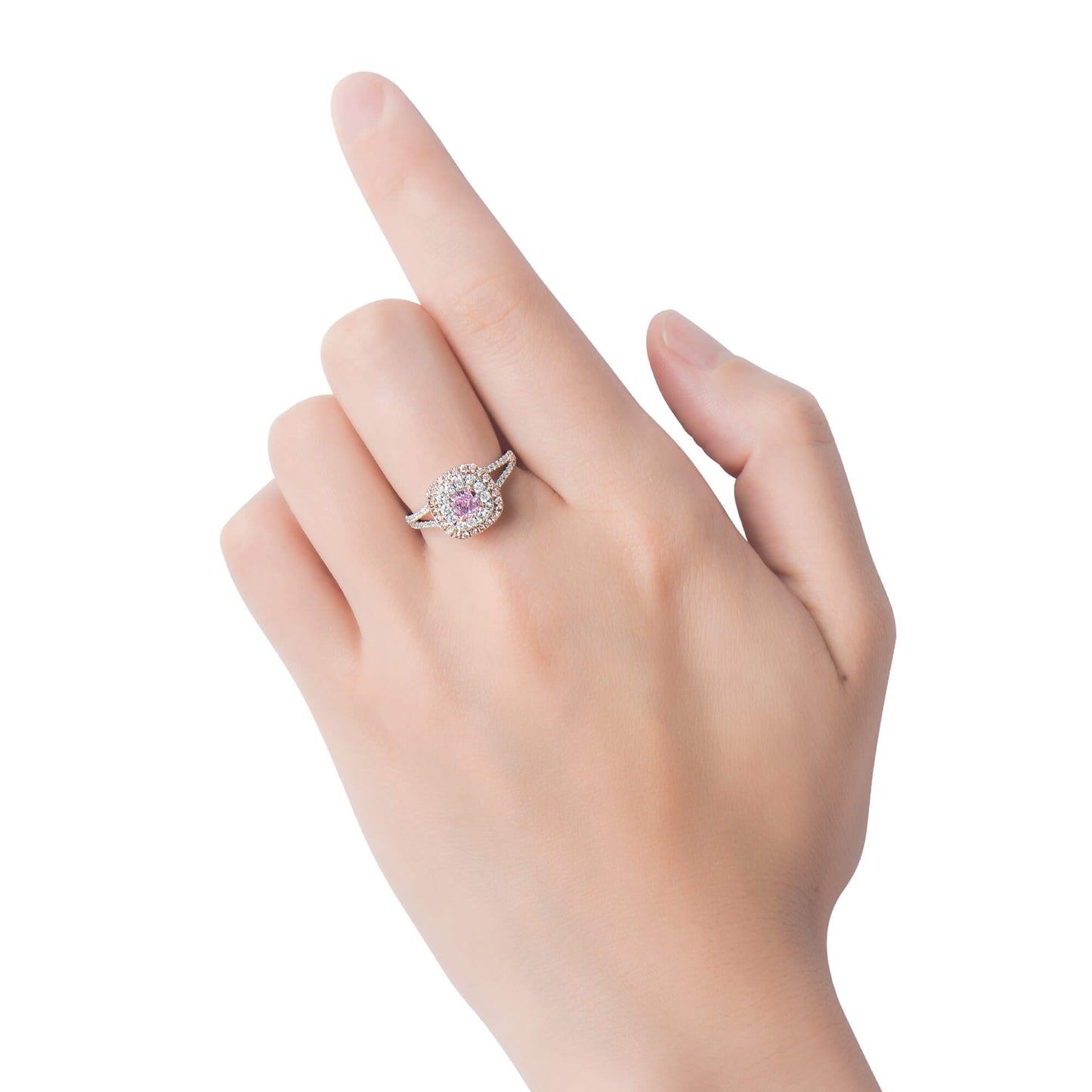 Light Pink Diamond Ring, 1.07 Ct. TW, Cushion shape, GIA Certified