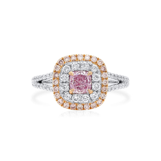 Light Pink Diamond Ring, 1.07 Ct. TW, Cushion shape, GIA Certified