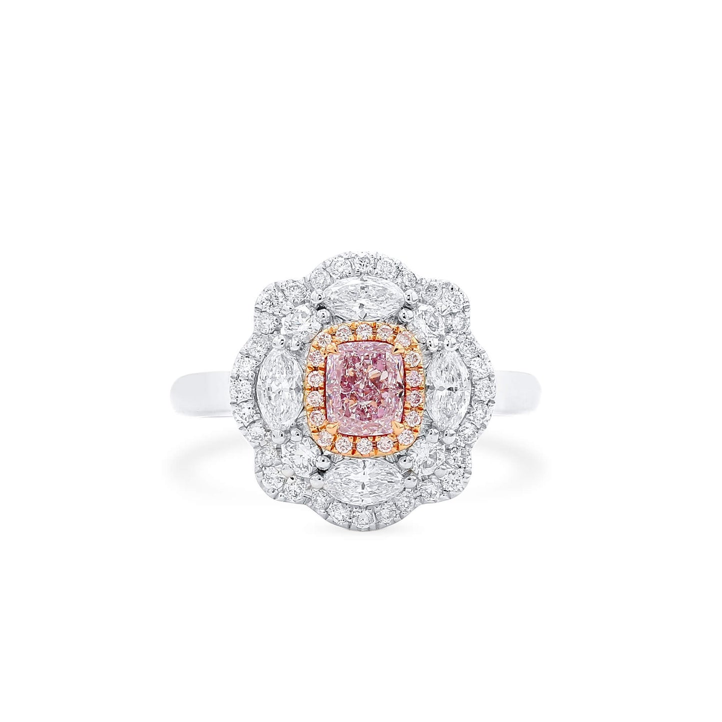 Light Pink Diamond Ring, 1.33 Ct. TW, Cushion shape, GIA Certified