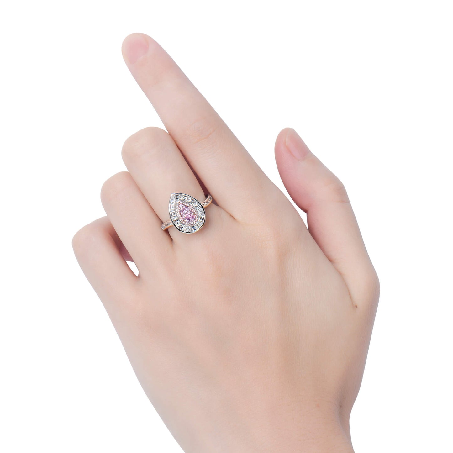 Light Pink Diamond Ring, 1.92 Ct. TW, Pear shape, GIA Certified