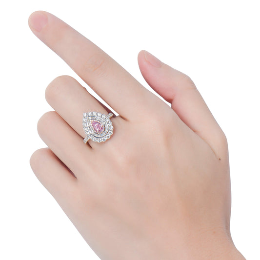 Light Pink Diamond Ring, 1.93 Ct. TW, Pear shape, GIA Certified