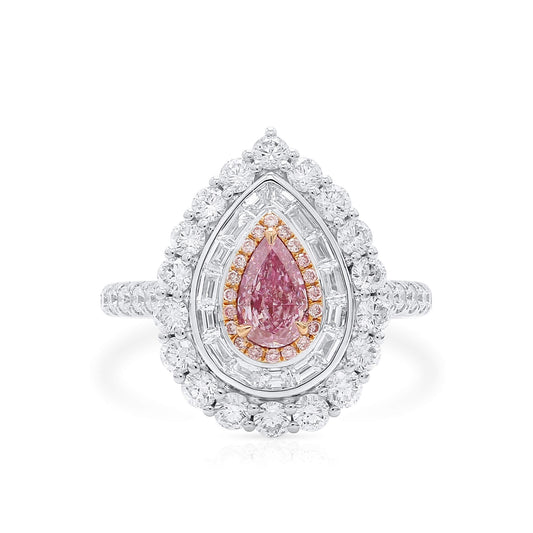 Light Pink Diamond Ring, 1.93 Ct. TW, Pear shape, GIA Certified