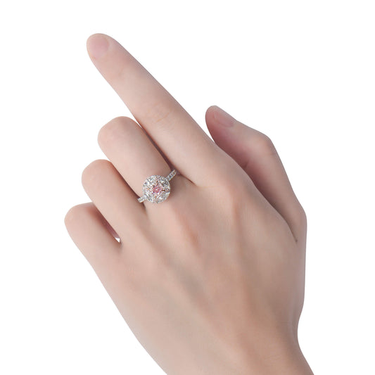 Light Pink Diamond Ring, 1.93 Ct. TW, Radiant shape, GIA Certified