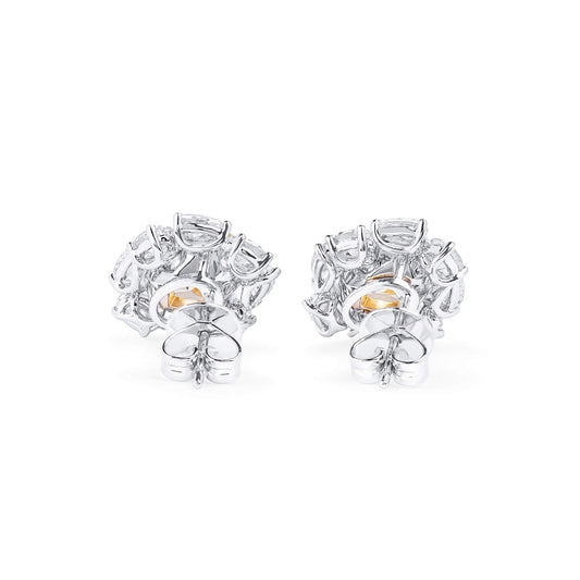 Light Yellow And White Diamond Earrings, 4.02 Ct. (6.08 Ct. TW), Oval Shape, JCEF05545205