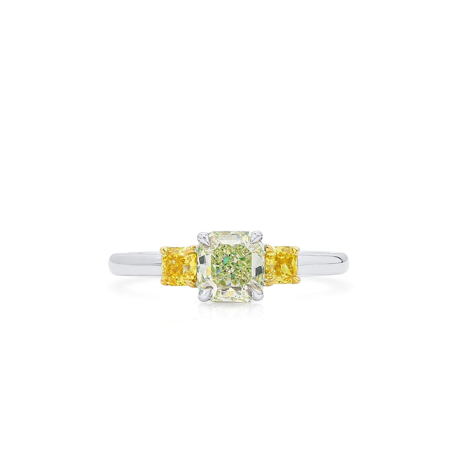 Light Yellow Green Diamond Ring, 0.83 Ct. (1.19 Ct. TW), Radiant Shape, 3135873796