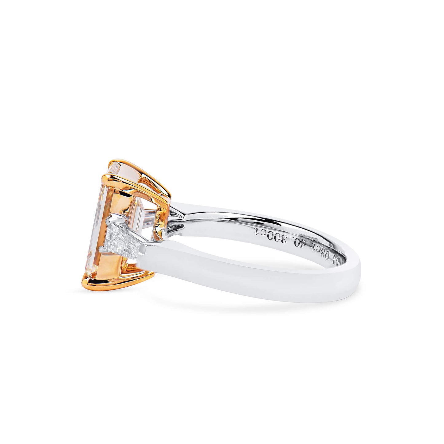 Light Yellow (U-V) Diamond Ring, 3.33 Ct. TW, Emerald shape, GIA Certified
