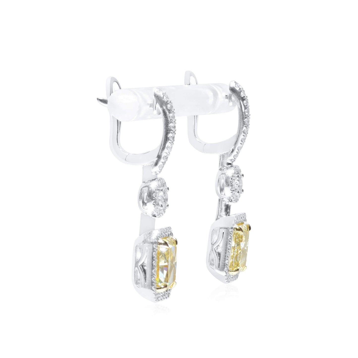 Light Yellow (W-X) Diamond Earrings, 6.04 Ct. TW, Radiant shape, GIA Certified