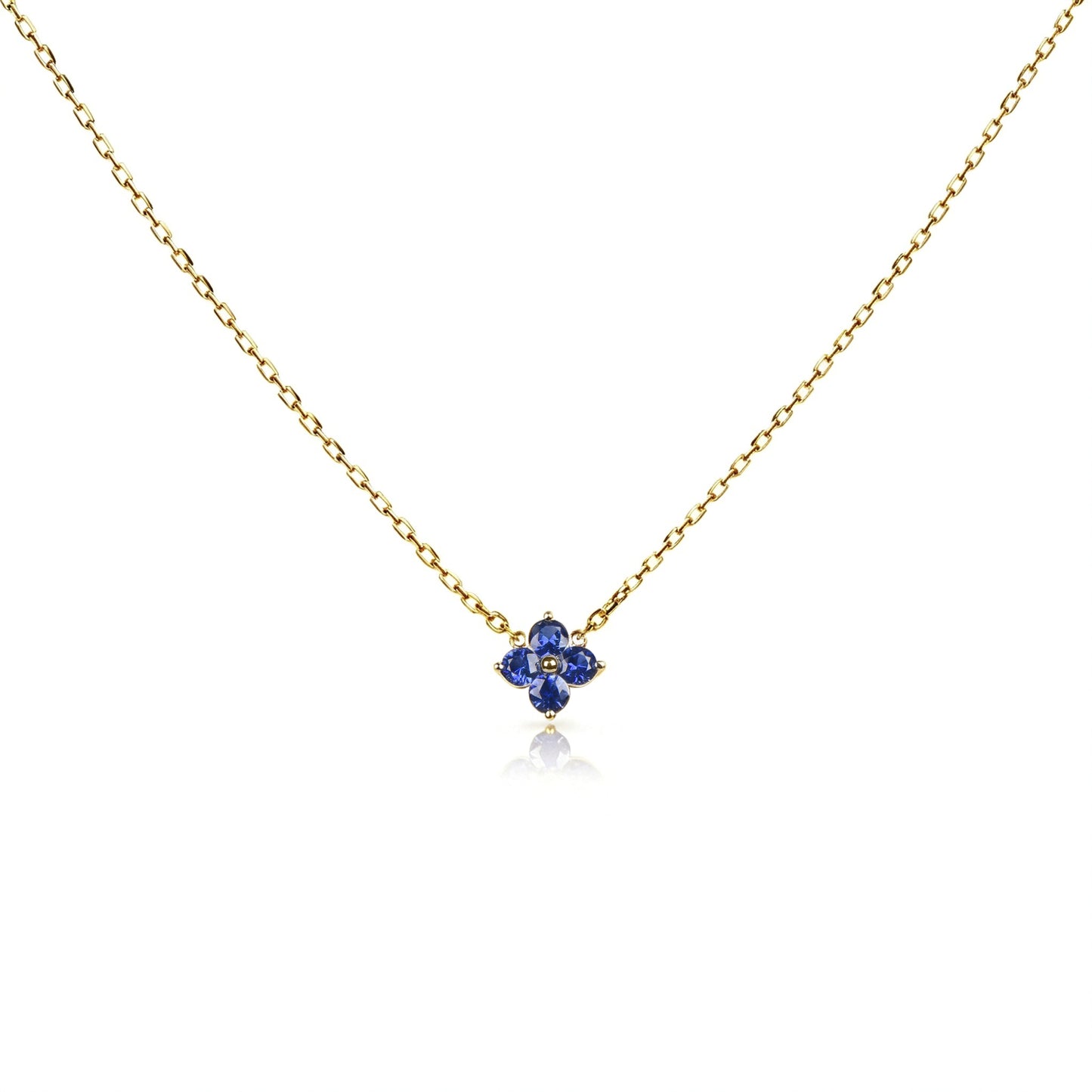 Natural 0.52 Ct. TW Sapphire Clover Pendant in Yellow Gold, 14K Yellow Gold, 18K Yellow Gold