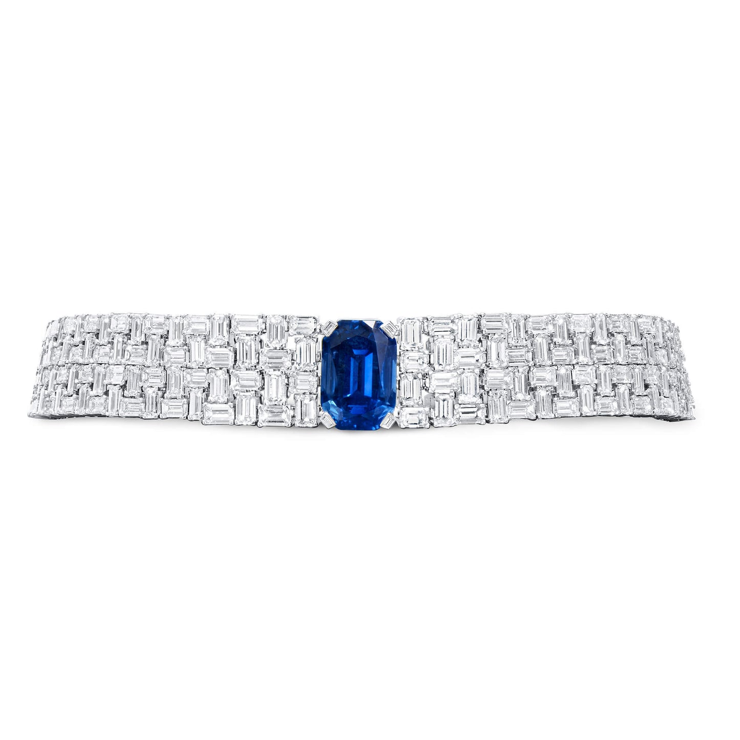 Natural Blue Burma Sapphire And Diamond Bracelet, 63.89 Ct. TW, SSEF Certified, unheated