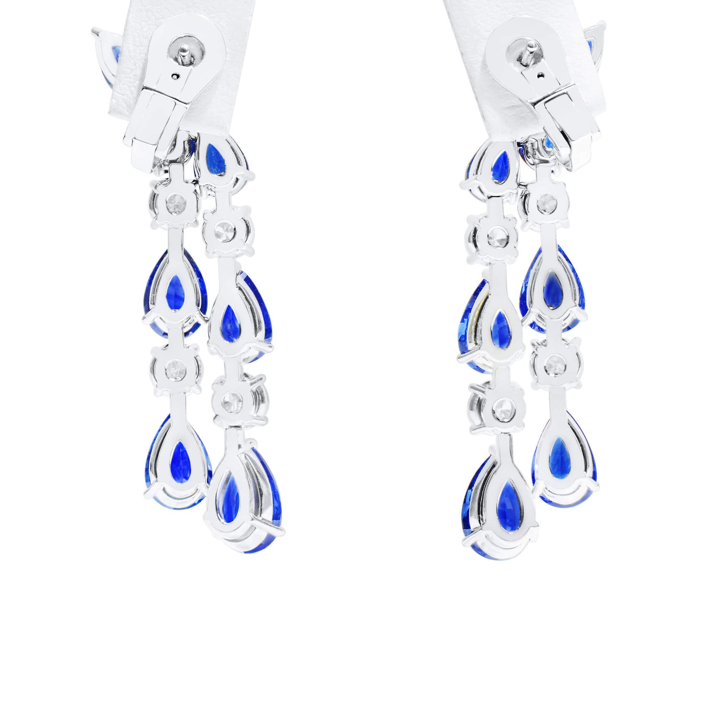 Natural Blue Sapphire Earrings, 20.11 Ct. TW, Pear shape, EG_LAB Certified