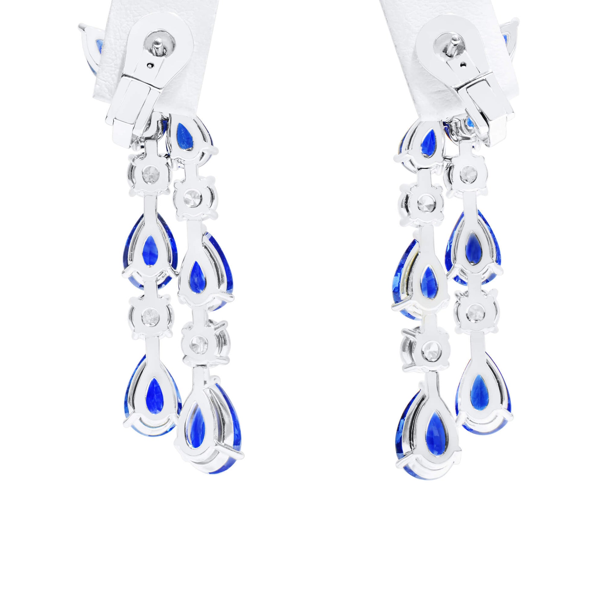Natural Blue Sapphire Earrings, 20.11 Ct. TW, Pear shape, EG_LAB Certified