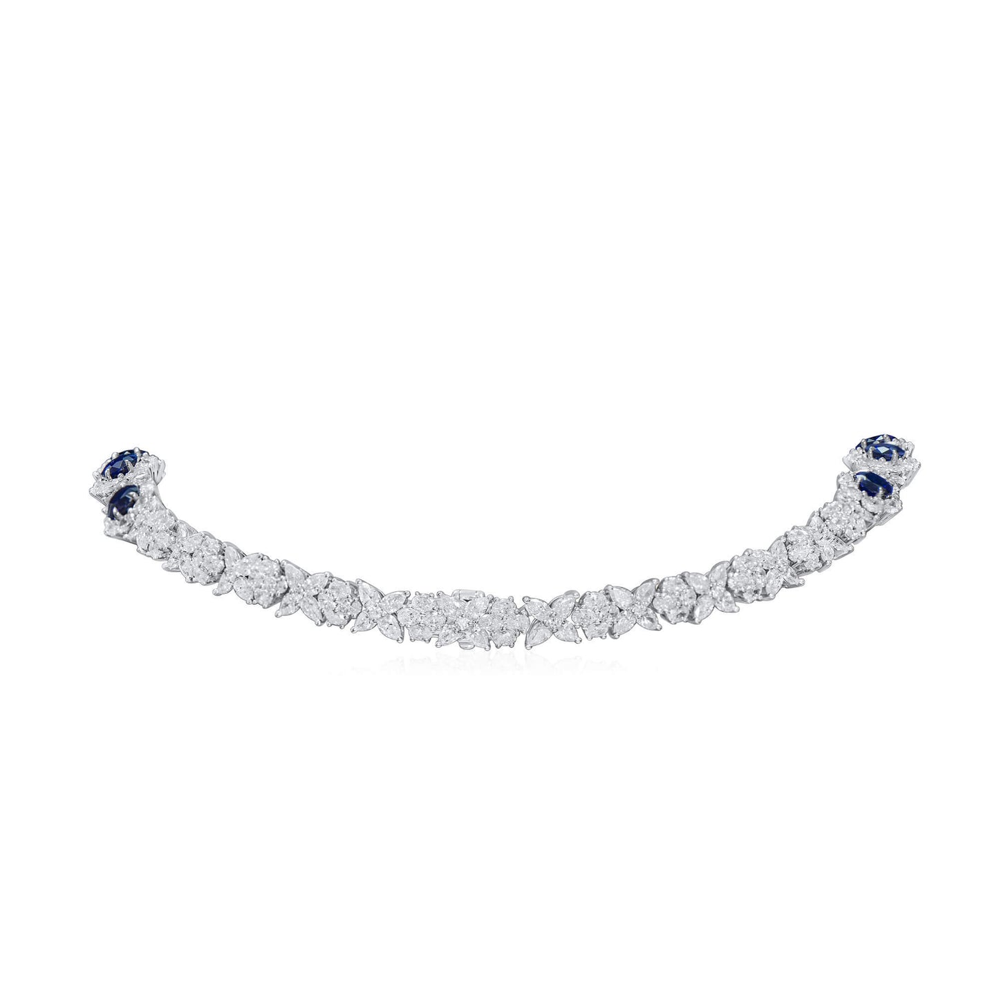 Natural Blue Sapphire Necklace, 47.25 Ct. TW, Oval shape, GRS Certified