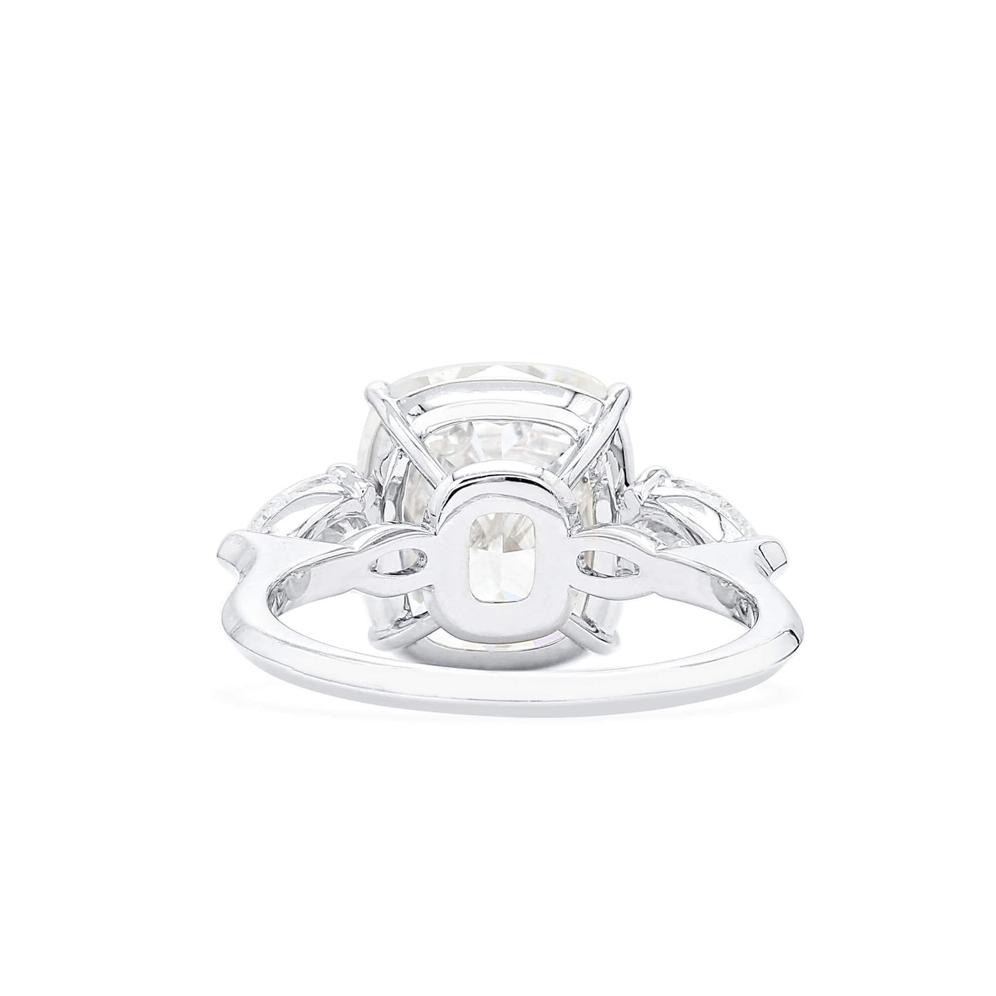 Natural 8.01 Ct. Cushion-Cut Diamond Three Stone Ring, 18K White Gold