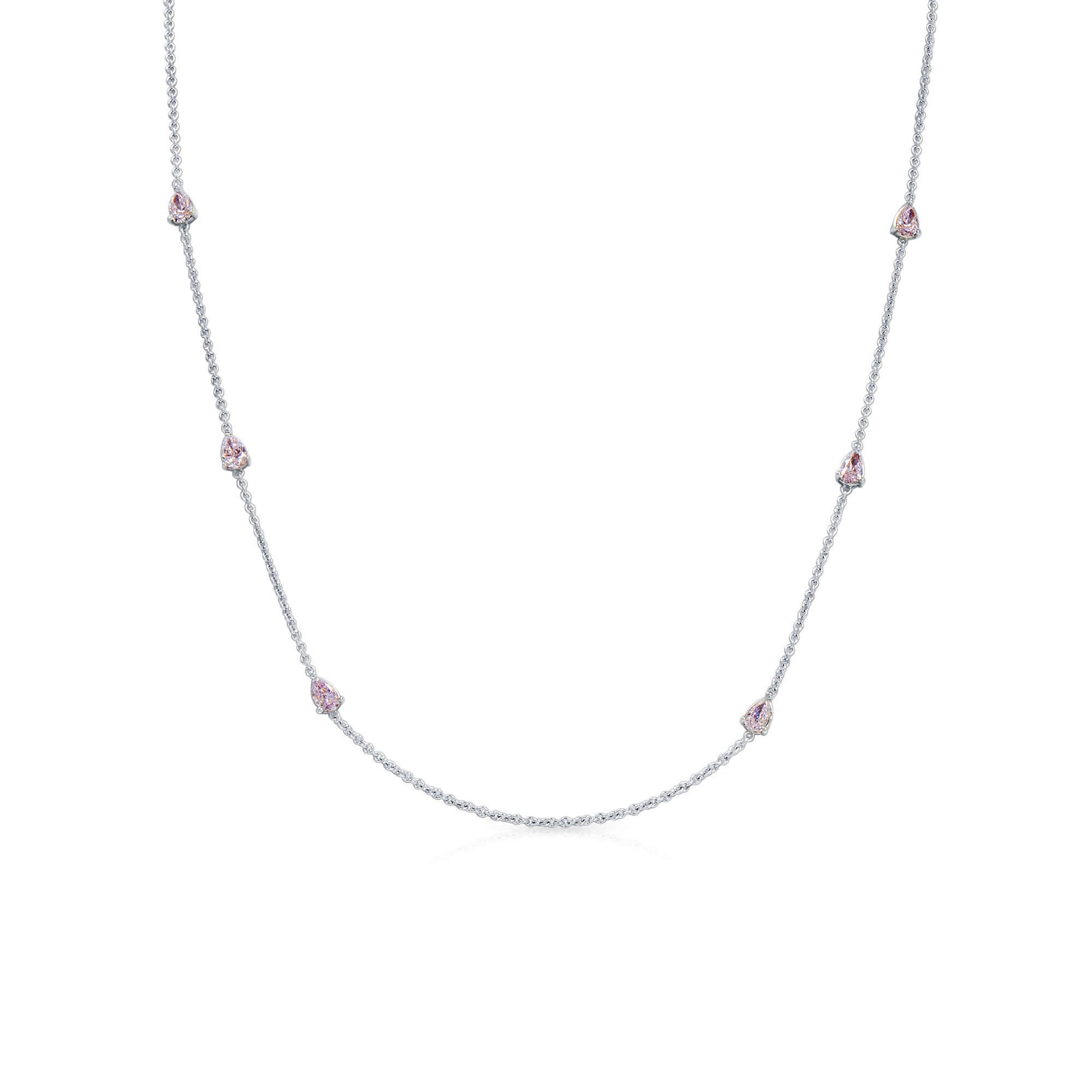Fancy Light Pink Diamond Necklace, 0.98 Ct. TW, Pear shape