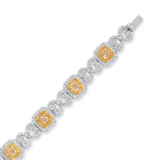 Fancy Yellow Diamond Bracelet, 7.42 Ct. TW, Radiant shape