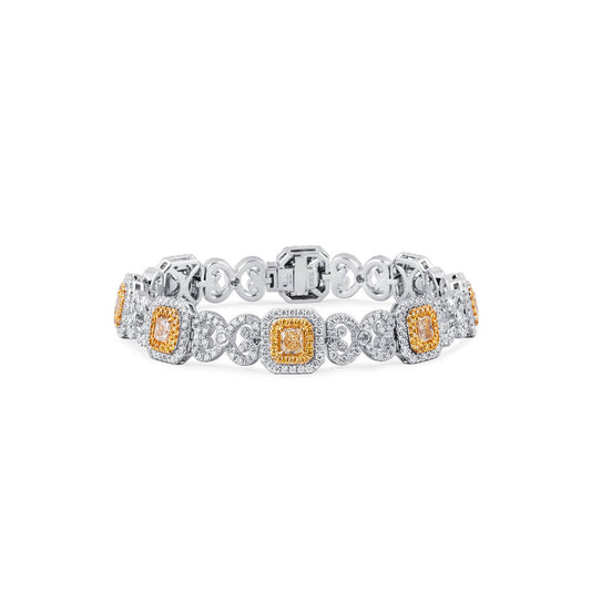 Fancy Yellow Diamond Bracelet, 7.42 Ct. TW, Radiant shape