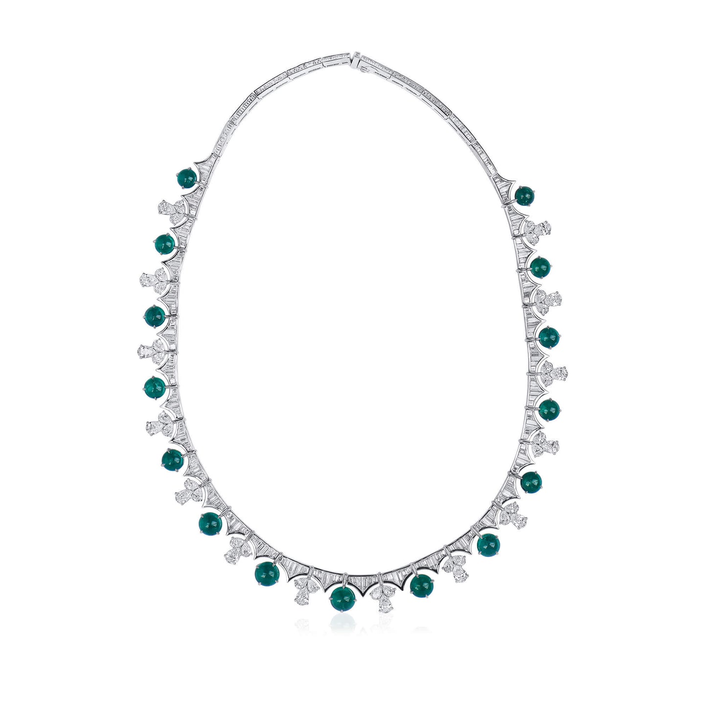 Natural Green Colombia Emerald Necklace, 37.43 Ct. TW, Round shape, GRS Certified
