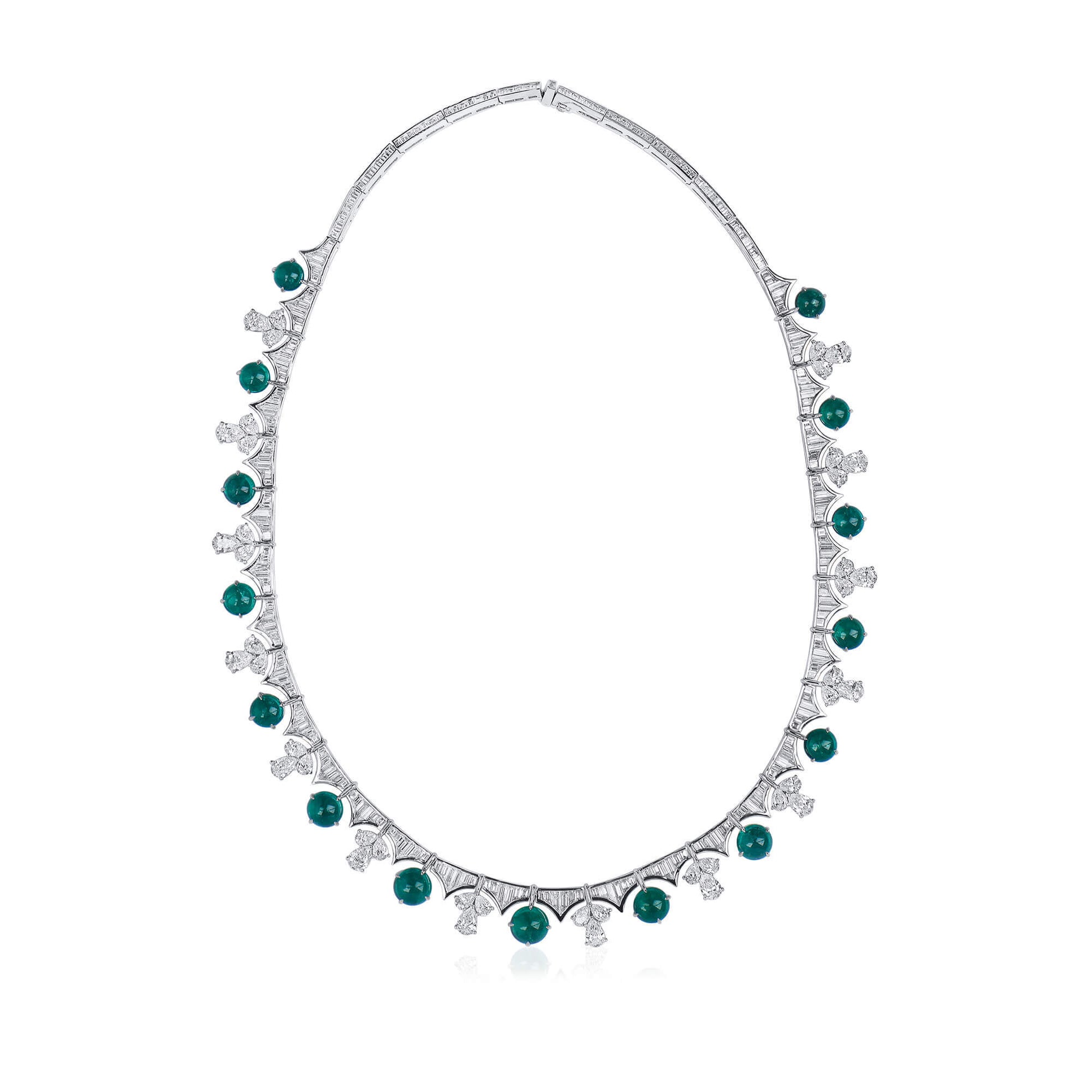 Natural Green Colombia Emerald Necklace, 37.43 Ct. TW, Round shape, GRS Certified