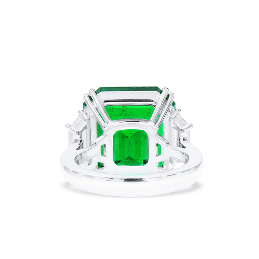Natural Green Colombia Emerald Ring, 17.20 Ct. TW, Octagonal shape, GUBELIN Certified