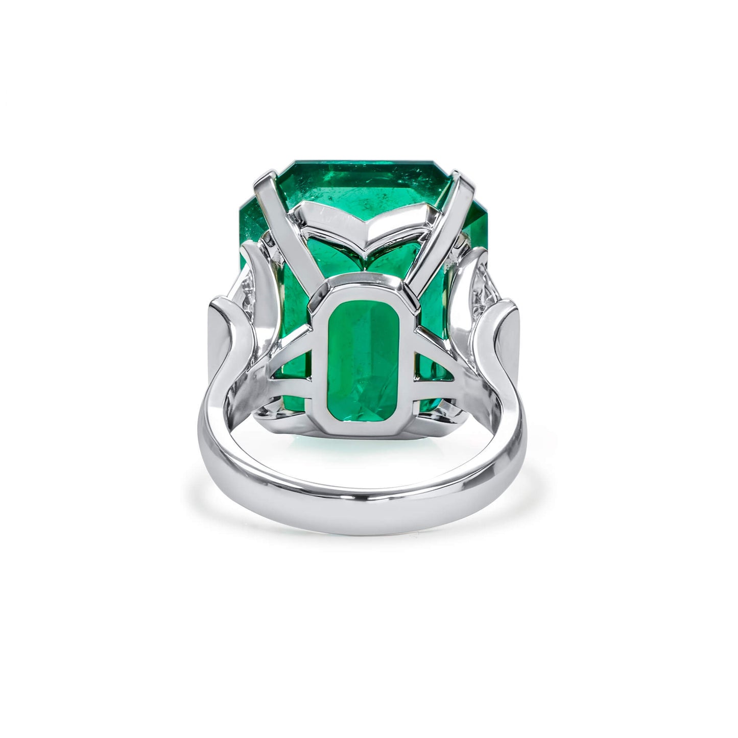 Natural Green Colombian Emerald Ring, 26.46 Ct. TW, Radiant shape, GUBELIN Certified