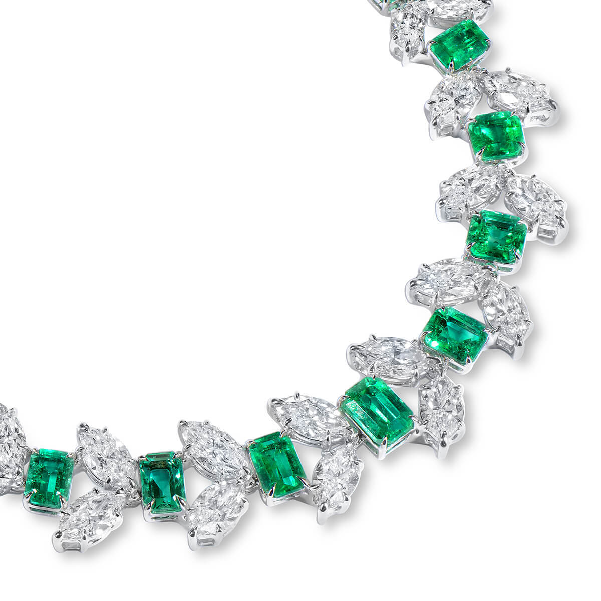 Natural Green Emerald and Diamond Necklace, 20.59 Ct. (46.72 Ct. TW), JCNG05506728