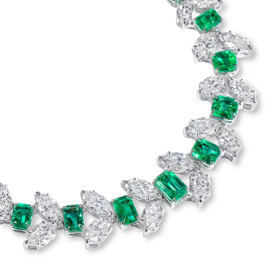 Natural Green Emerald and Diamond Necklace, 20.59 Ct. (46.72 Ct. TW), JCNG05506728