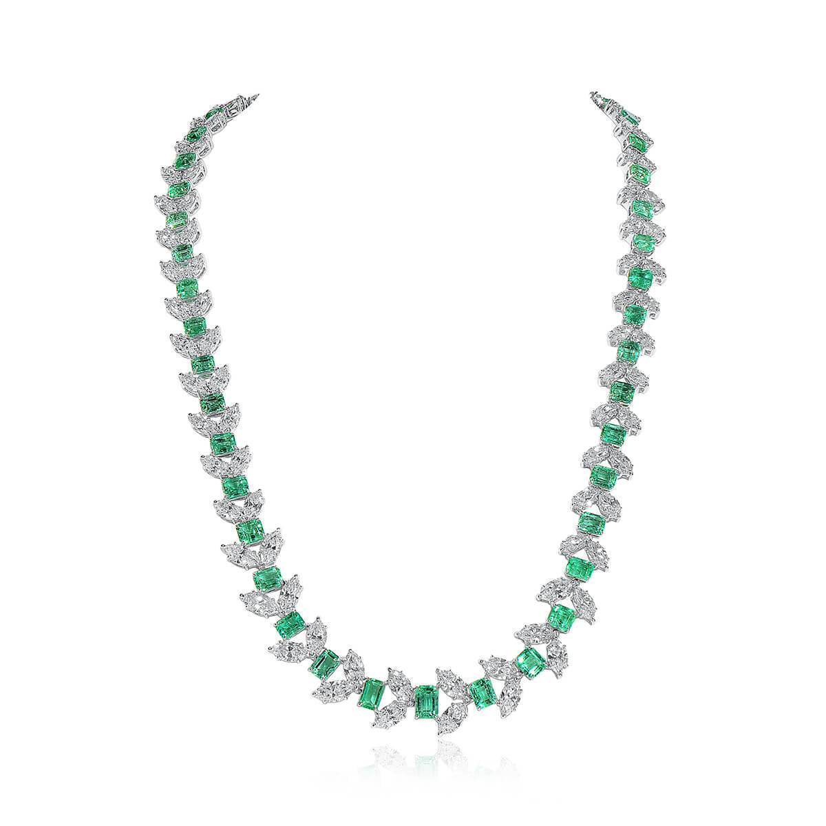 Natural Green Emerald and Diamond Necklace, 20.59 Ct. (46.72 Ct. TW), JCNG05506728