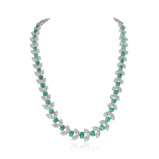 Natural Green Emerald and Diamond Necklace, 20.59 Ct. (46.72 Ct. TW), JCNG05506728