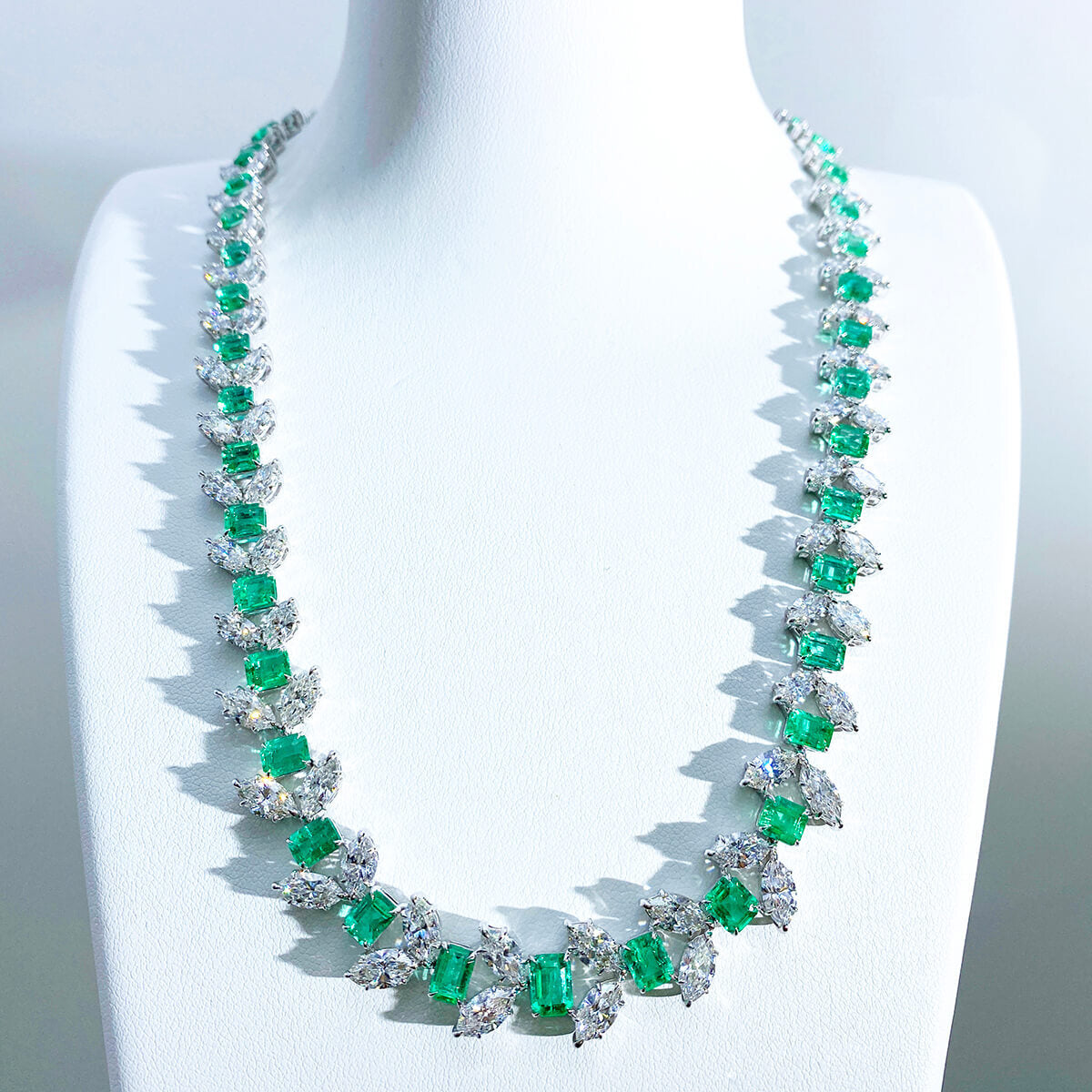 Natural Green Emerald and Diamond Necklace, 20.59 Ct. (46.72 Ct. TW), JCNG05506728