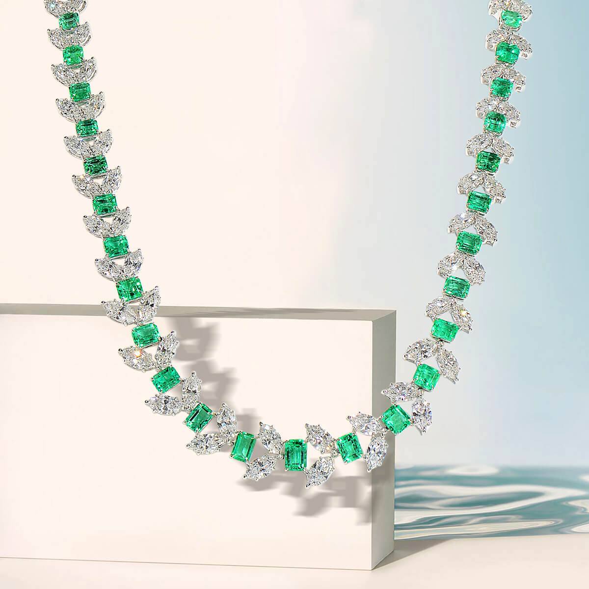 Natural Green Emerald and Diamond Necklace, 20.59 Ct. (46.72 Ct. TW), JCNG05506728