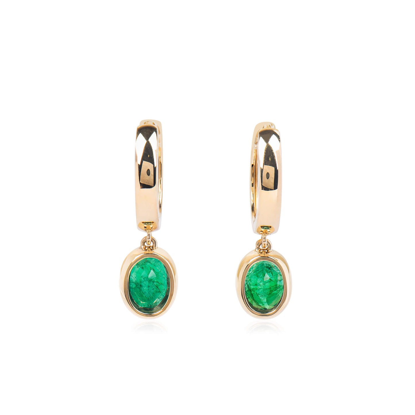 Natural Green Emerald Earrings, 1.74 Carat, Oval shape