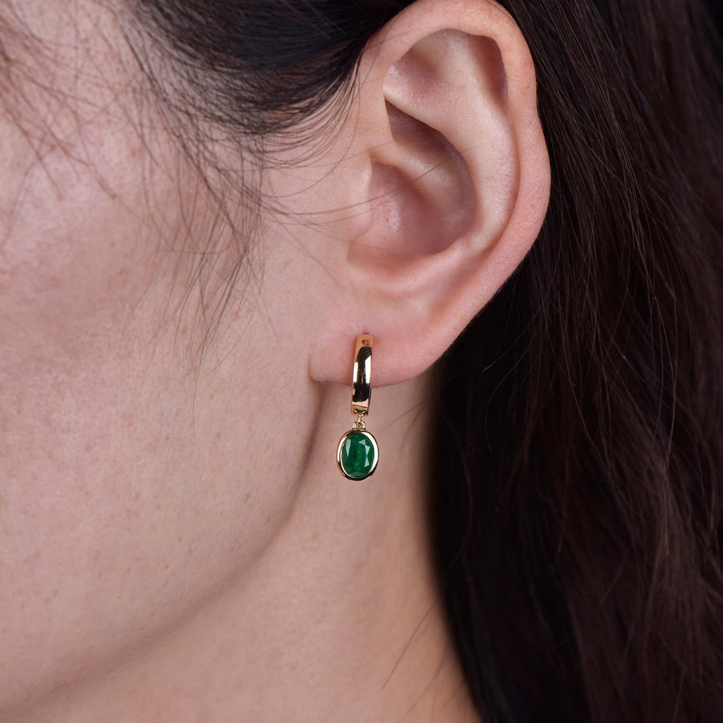 Natural Green Emerald Earrings, 1.74 Carat, Oval shape