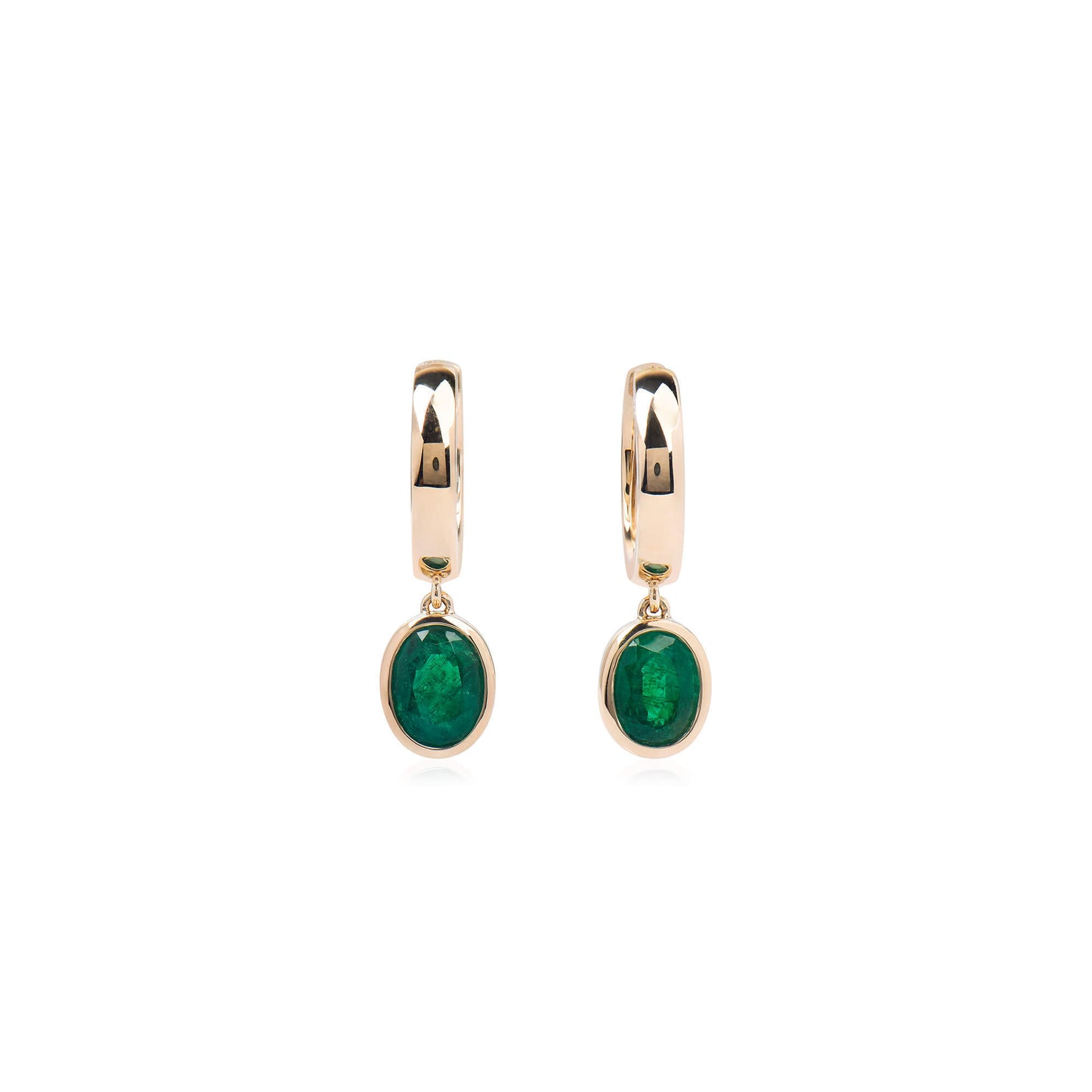 Natural Green Emerald Earrings, 1.74 Carat, Oval shape
