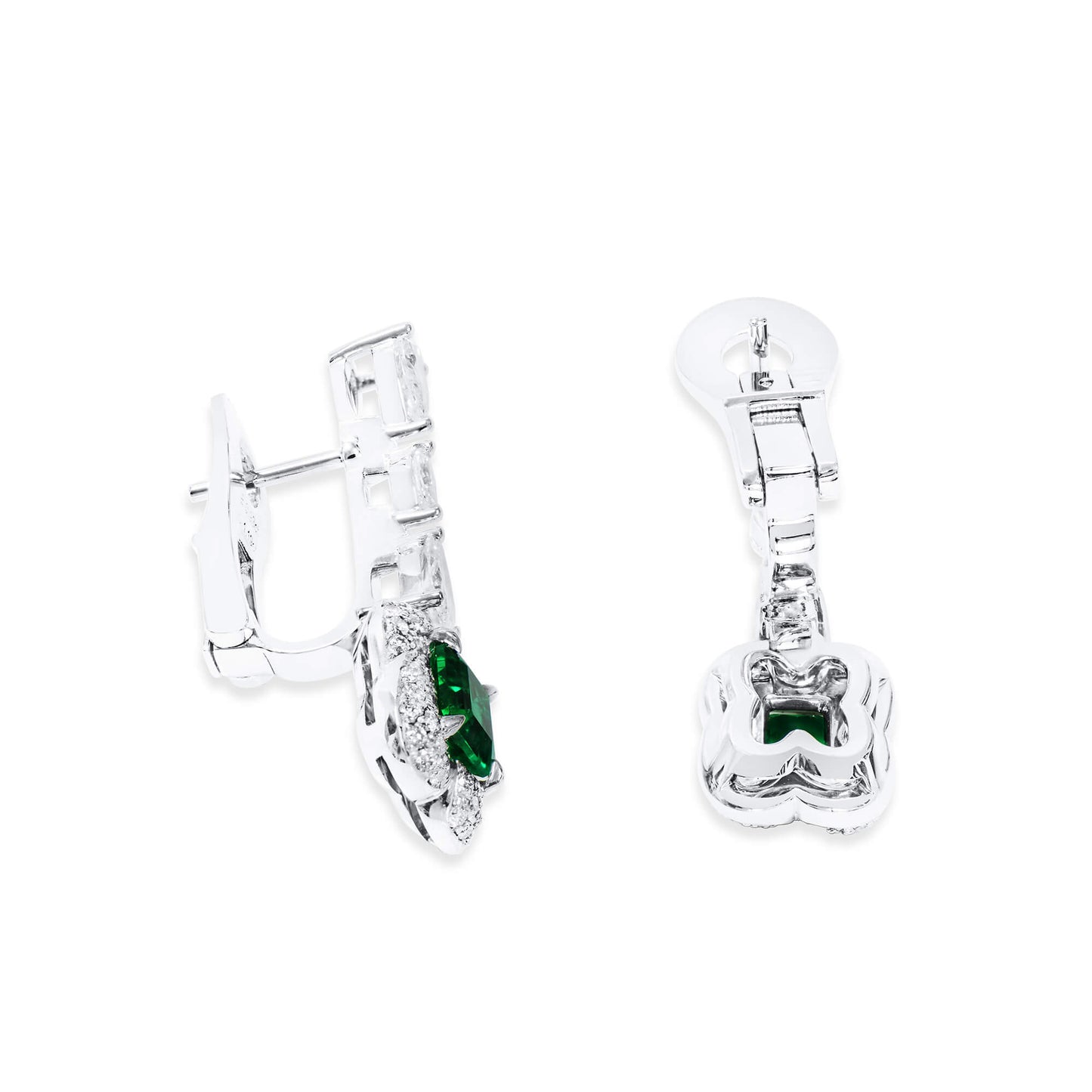 Natural Green Emerald Earrings, 2.12 Ct. TW
