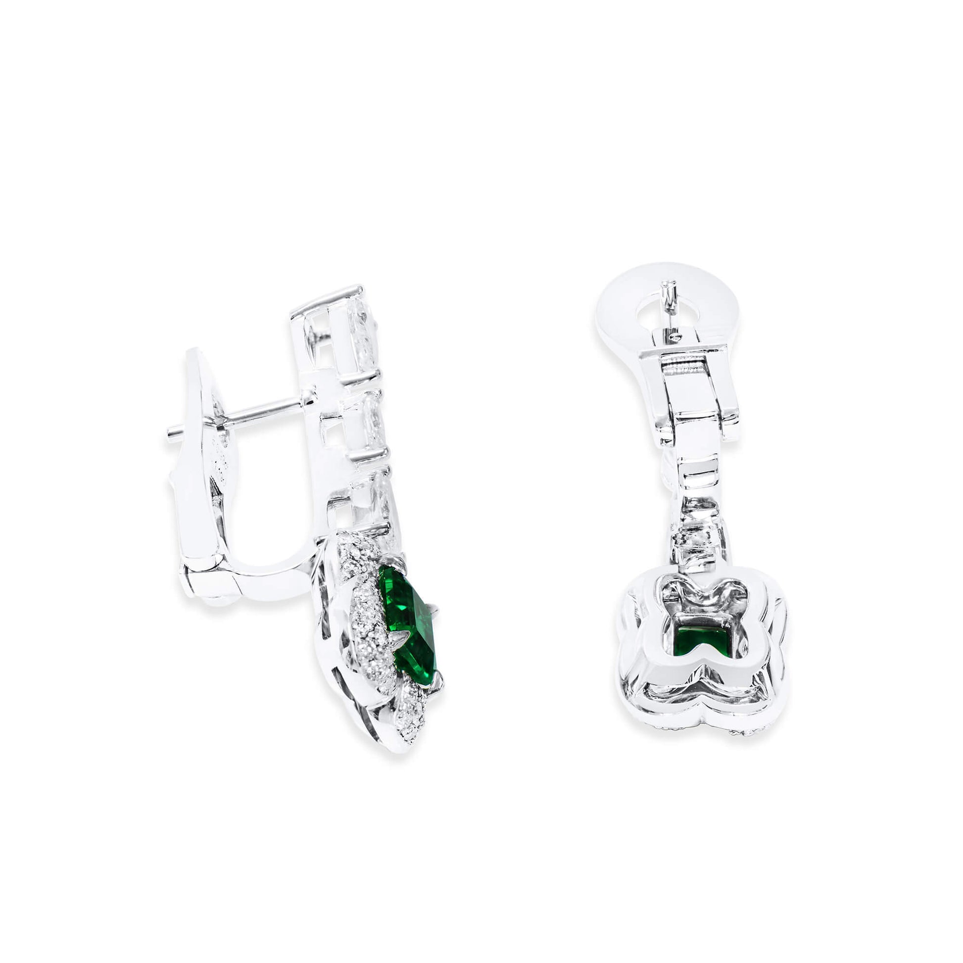Natural Green Emerald Earrings, 2.12 Ct. TW
