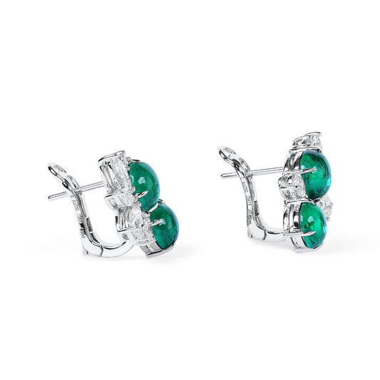 Natural Green Emerald Earrings, 5.79 Ct. TW, Round shape, GRS Certified