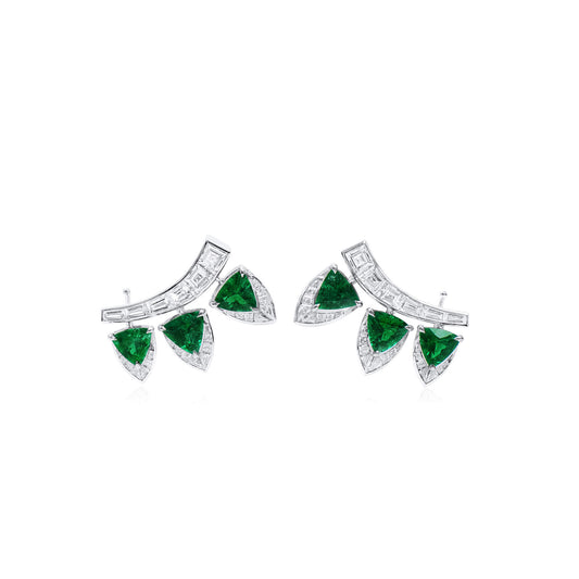 Natural Green Emerald Earrings, 8.14 Ct. TW