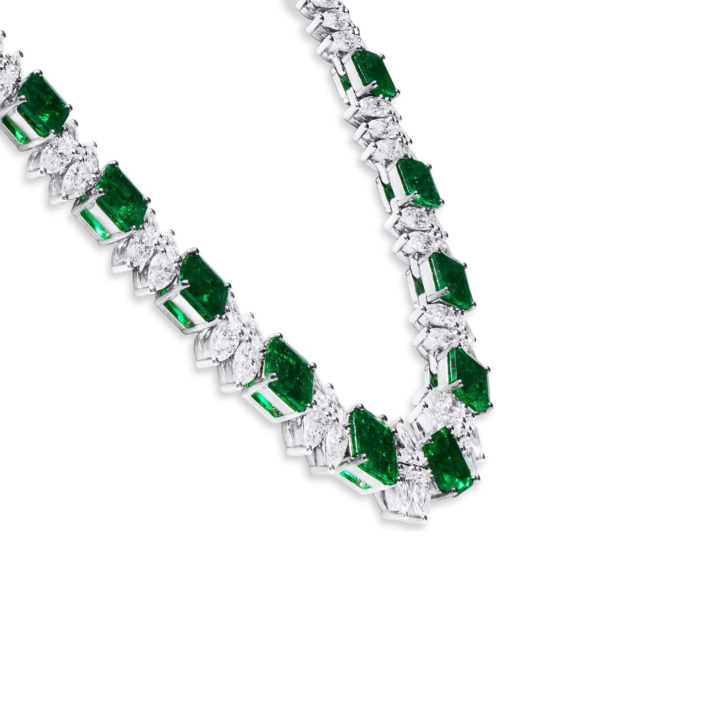 Natural Green Emerald Necklace, 45.87 Ct. TW