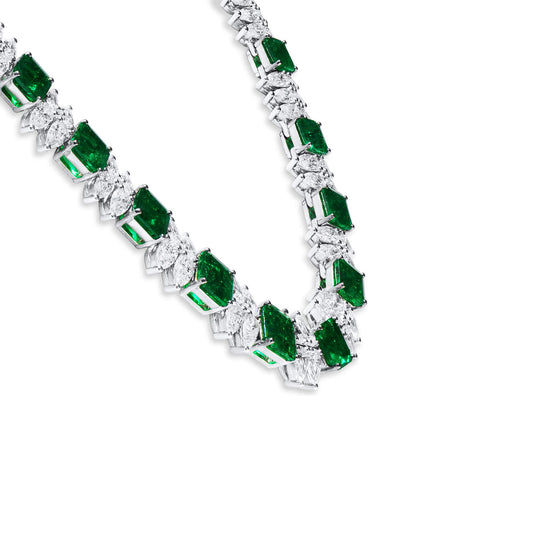 Natural Green Emerald Necklace, 45.87 Ct. TW