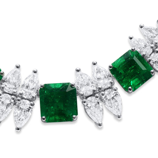 Natural Green Emerald Necklace, 45.87 Ct. TW