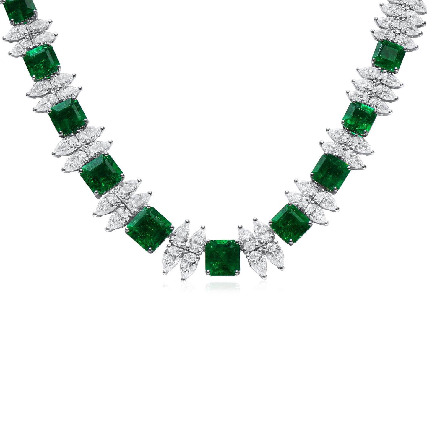 Natural Green Emerald Necklace, 45.87 Ct. TW